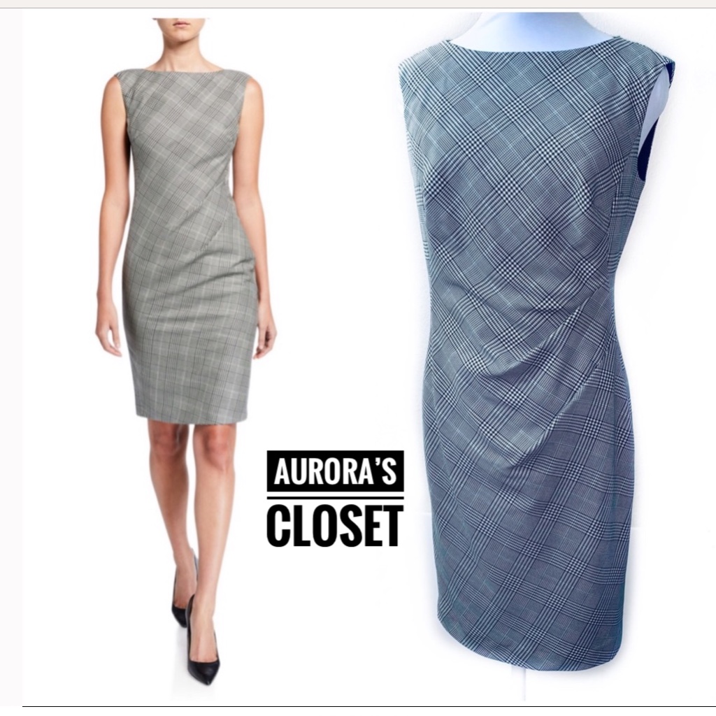 Lafayette 148 4 Gray Houndstooth Sheath Della Sleeveless